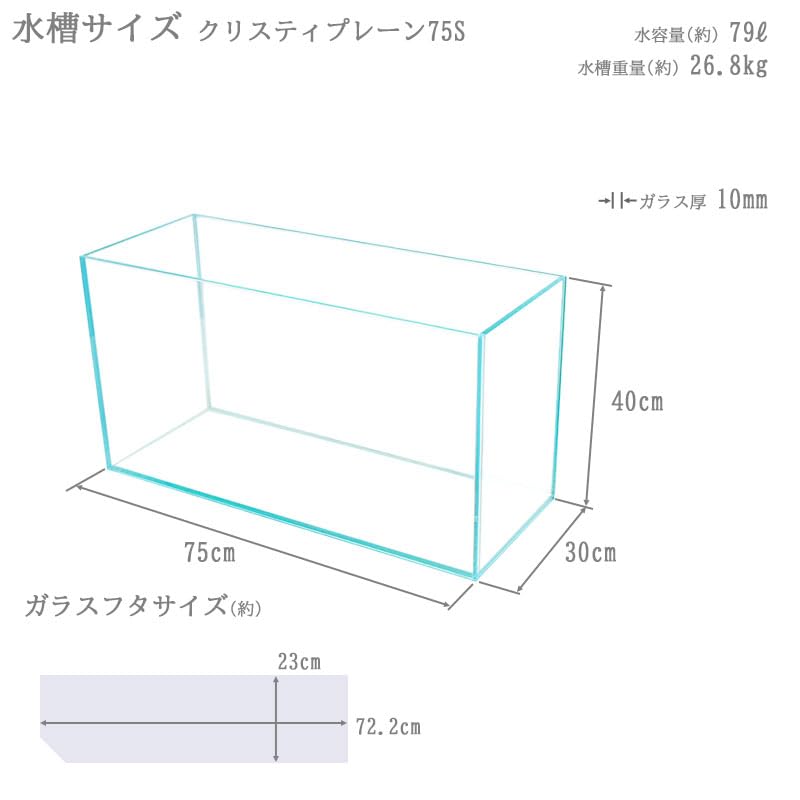Amazon | 水槽 75cm ガラス水槽【75×30×40cm 81L】クリスティプレーン